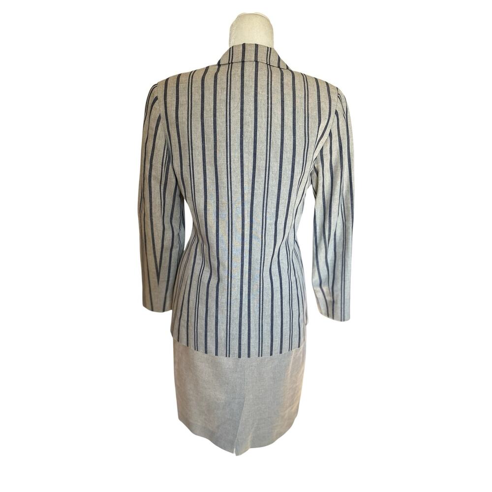 Harve Bernard 2pc. Linen & Cotton Striped Jacket & Skirt Set, Size 4 - Picture 3 of 10